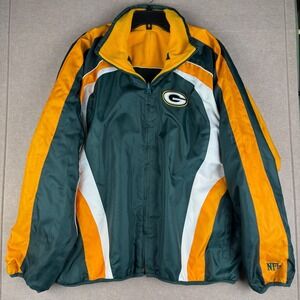 Green Bay Packers Jacket Mens 2XL Green‎ Gold Reversible NFL Football